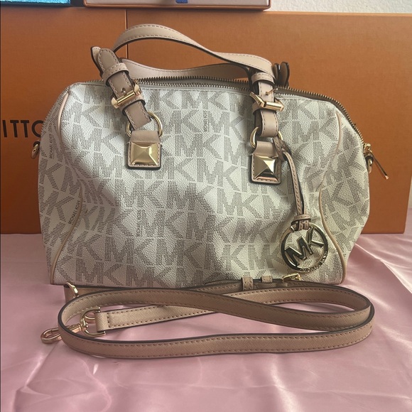 Michael Kors White and Tan Satchel Bag - Picture 1 of 7